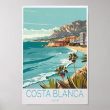 Costa Blanca Spanien Travel Poster, Spanien Costa 