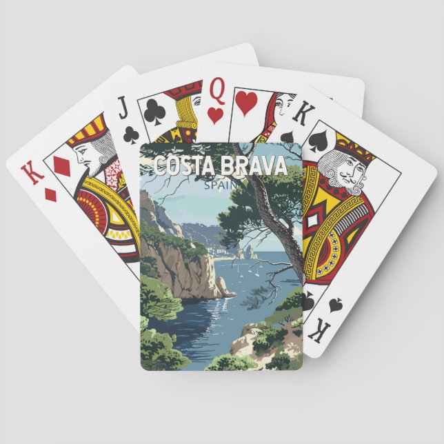 Costa Brava Spain Travel Art Vintage Casinokort (Baksidan)