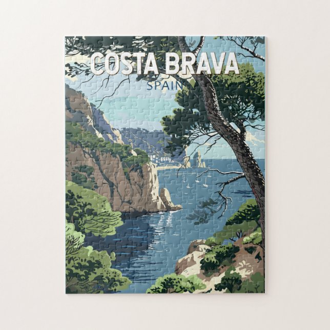 Costa Brava Spain Travel Art Vintage Pussel (Vertikal)