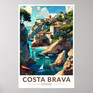 Costa Brava Spanien Katalonien Resa Konst Vintage Poster