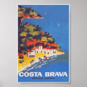 Costa Brava Spanien Retro Vintage resor Poster