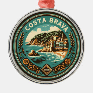 Costa Brava Spanien Travel Art Badge Julgransprydnad Metall