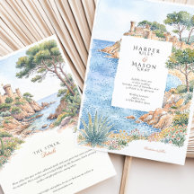Costa Brava Spanien Vattenfärg Destination Bröllop
