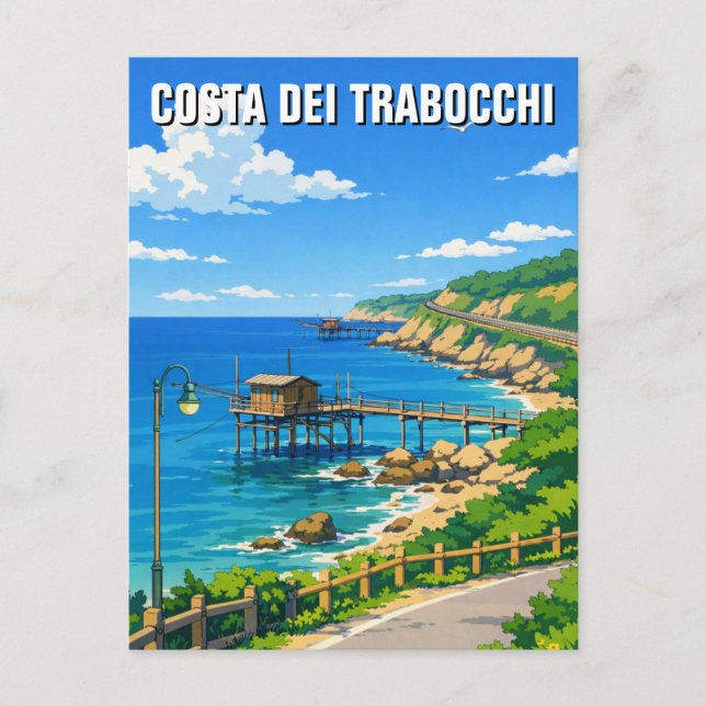 Costa dei Trabocchi Italien Resa Vykort (Framsida)