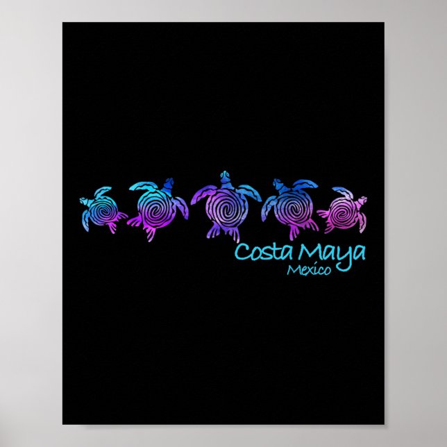 Costa Maya Beach Design _ Tribal Turtle Gift Poster (Framsidan)