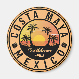 Costa Maya Mexico Retro Sunset Souvenirs Handflata Magnet
