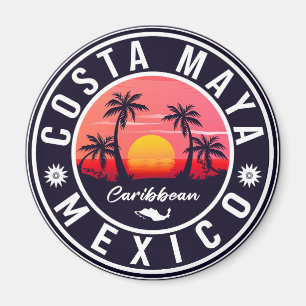 Costa Maya Mexico Retro Sunset Souvenirs Handflata Magnet