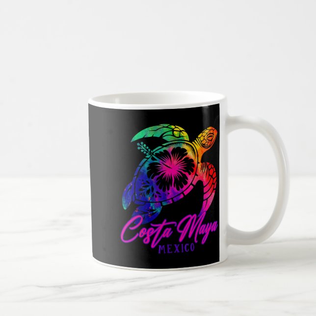 Costa Maya Mexico Tie Dye Sea Turtle Hibiscus Beac Kaffemugg (Höger)