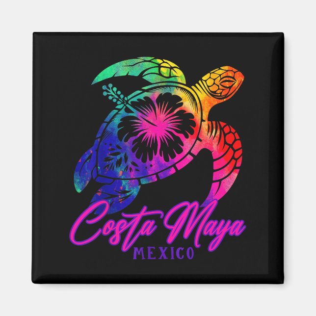 Costa Maya Mexico Tie Dye Sea Turtle Hibiscus Beac Magnet (Framsidan)