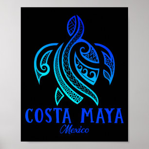 Costa Maya Mexiko Havssköldpadda Tie Dye Hibiskus  Poster