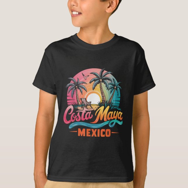 Costa Maya Mexiko Tropical Sunset Beach Souvenir V T Shirt (Framsida)
