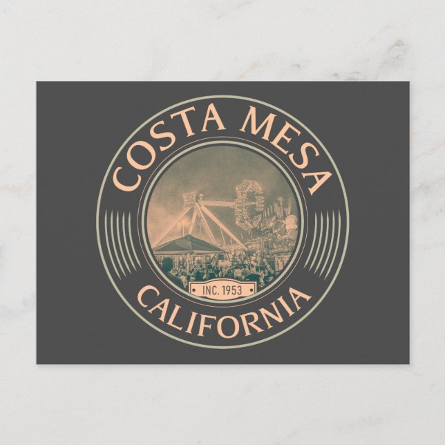 COSTA MESA ORANGE CALIFORNIA - STAD COSTA MESA VYKORT (Framsida)