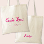 Costa Rica Bachelorette Party Personlig Tote Tygkasse<br><div class="desc">Få party att börja med Costa Ricas personlig från retro rosa till väskan. Det här trendiget är utformat så att du får en Bachelorette-stad i ett snyggt-återbildningsteckensnitt,  med gott om utrymme för anpassning med bridens namn och datum. Perfekt lägger till lite roligt och fläkt i din händelse.</div>