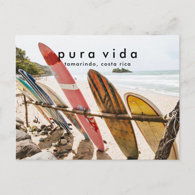 Costa Rica Beach Photo Surfing Postcard Vykort (Framsida)