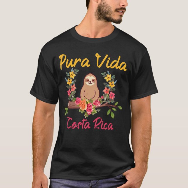 Costa Rica Beach Pura Vida Souvenir T Shirt (Framsida)