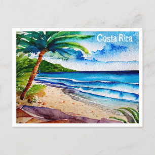 Costa Rica Beach Pura Vida Watercolor Painting Helg Vykort