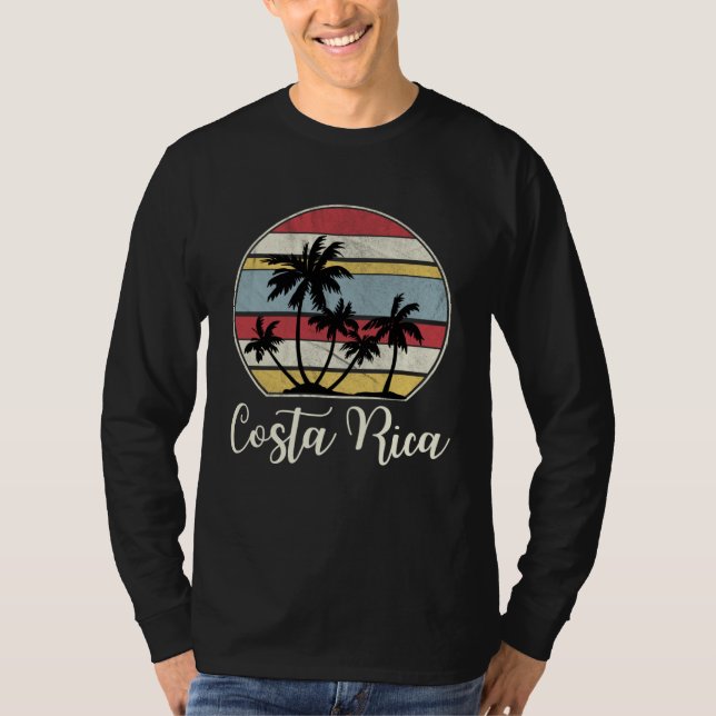 Costa Rica Beach Vacation Trip Tropical Retro T Shirt (Framsida)