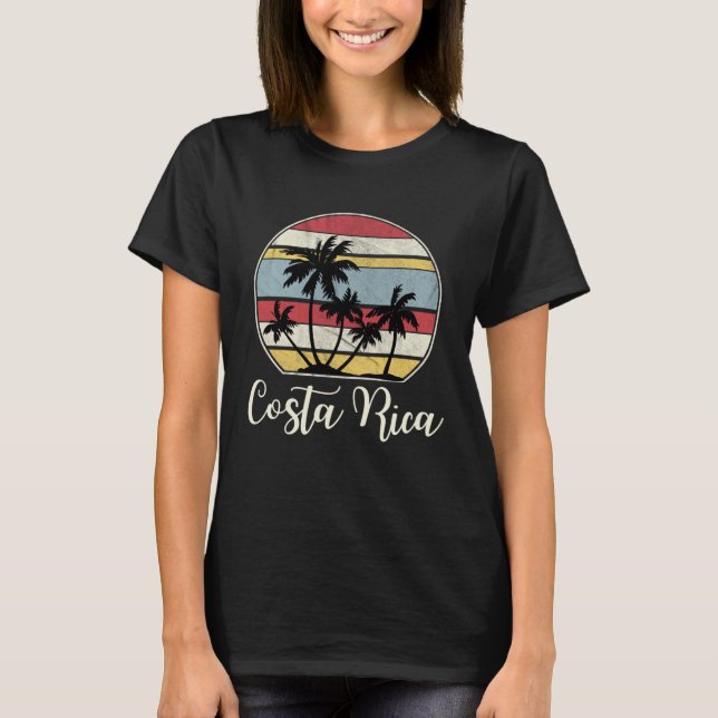 Costa Rica Beach Vacation Trip Tropical Retro T Shirt (Framsida)