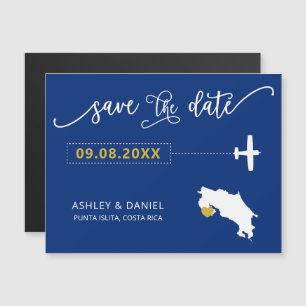 Costa Rica Bröllop spara datum Card, Karta Magnetisk Inbjudningskort