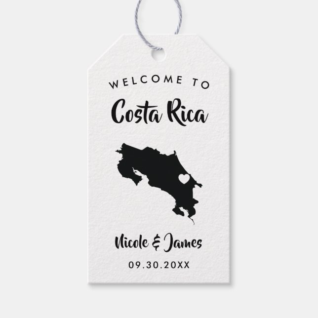 Costa Rica Bröllop Welcome Bag Märkre, Karta Presentetikett (Framsidan)
