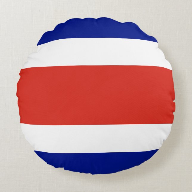 Costa Rica Civil Flagga Rund Kudde (Framsidan)