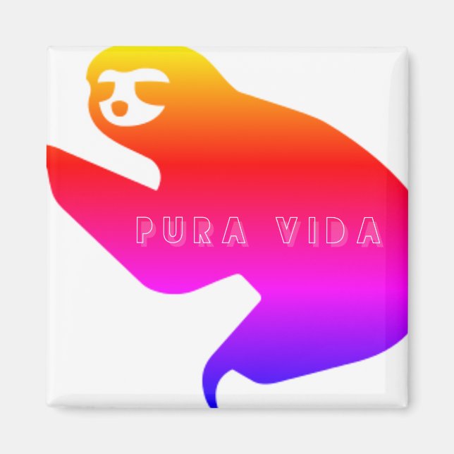Costa Rica Colorful Pura Vida Sloth Souvenir Magnet (Framsidan)