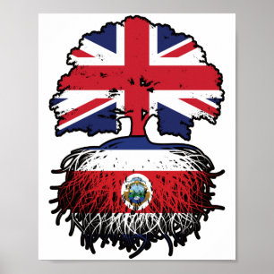 Costa Rica Costa Rican British Träd Roots Flagga Poster