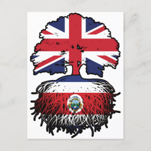 Costa Rica Costa Rican British Träd Roots Flagga Vykort