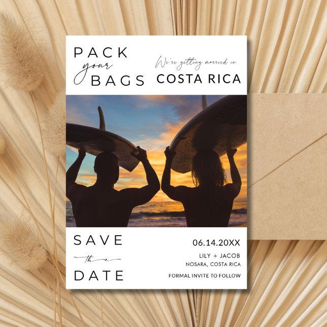 Costa Rica Destination Wedding Photo Spara Datumet (Costa Rica Destination Wedding Photo Save The Date)