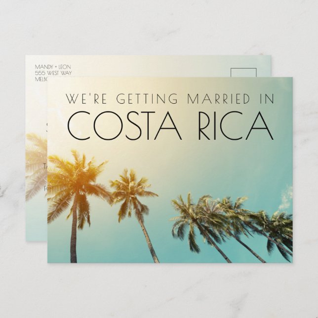 Costa Rica Destinationsbröllop Spara datumet Meddelande Vykort (Fram/baksida)