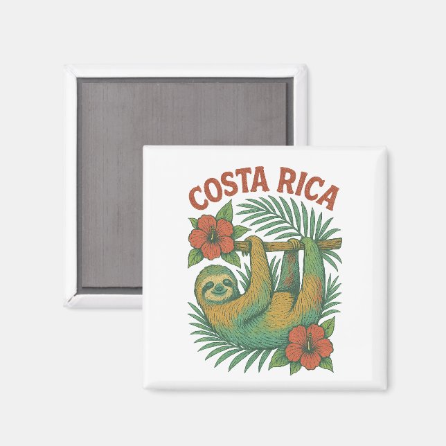 Costa Rica Färgglad Tropisk Sengångare Magnet (Front/Back)