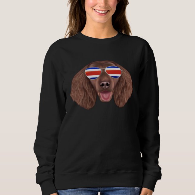 Costa Rica Flag American Water Spaniel Dog Tico Po T Shirt (Framsida)