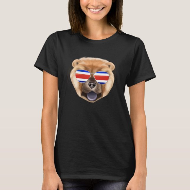 Costa Rica Flag Chow Chow Dog Tico Pocket T Shirt (Framsida)