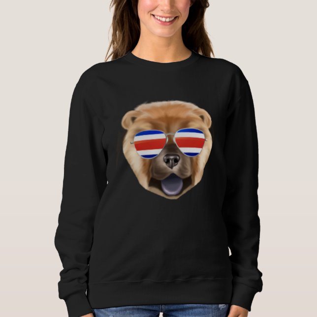 Costa Rica Flag Chow Chow Dog Tico Pocket T Shirt (Framsida)