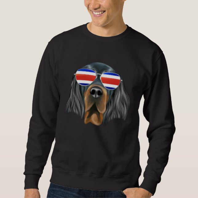 Costa Rica Flag Gordon Setter Dog Tico Pocket Lång Ärmad Tröja (Framsida)