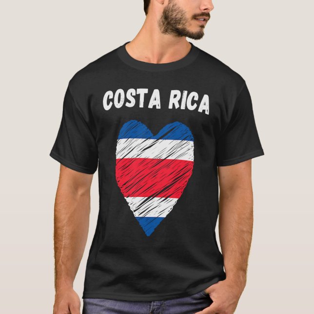 Costa Rica Flag Holiday Costa Rica Heart Costa Ric T Shirt (Framsida)