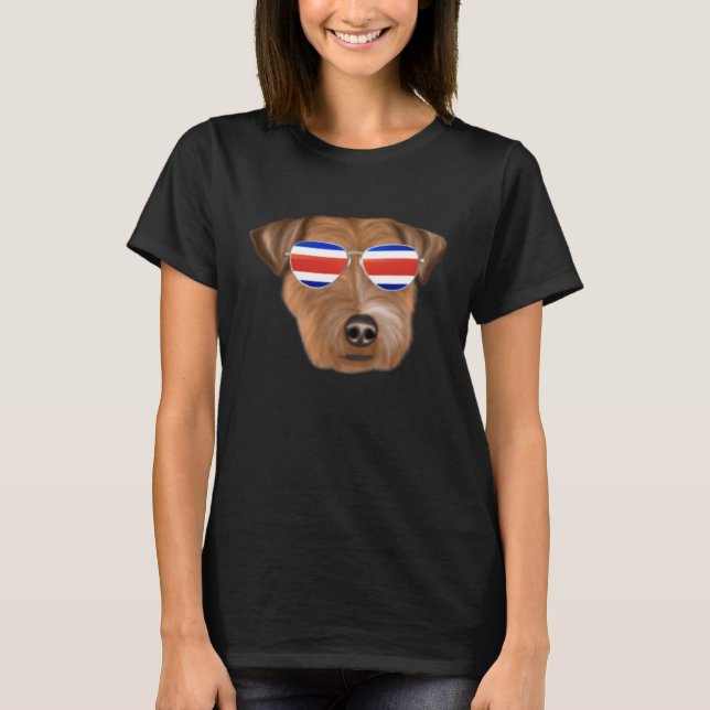 Costa Rica Flag Russell Terrier Dog Tico Pocket T Shirt (Framsida)
