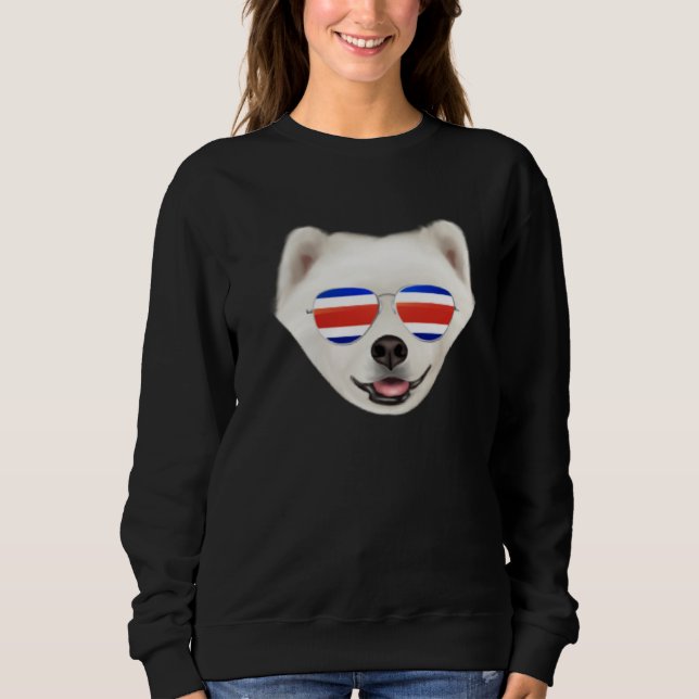 Costa Rica Flag Samoyed Dog Tico Pocket T Shirt (Framsida)