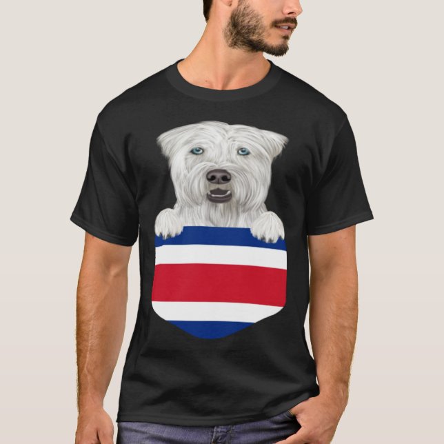 Costa Rica Flag Soft Coated Wheaten Terrier Dog In T Shirt (Framsida)