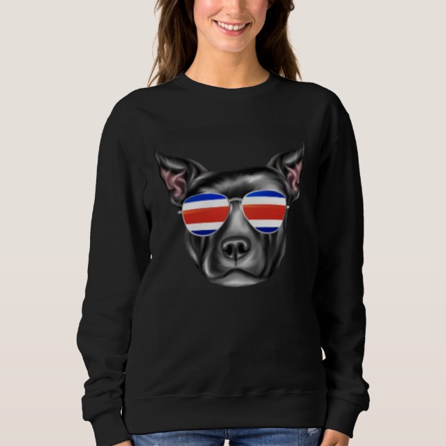 Costa Rica Flag Staffordshire Bull Terrier Dog Tic T Shirt (Framsida)