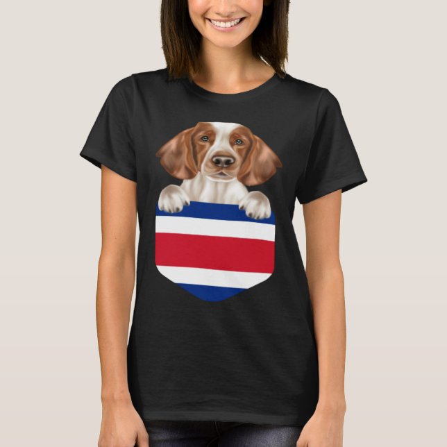 Costa Rica Flag Welsh Springer Spaniel Dog In Pock T Shirt (Framsida)
