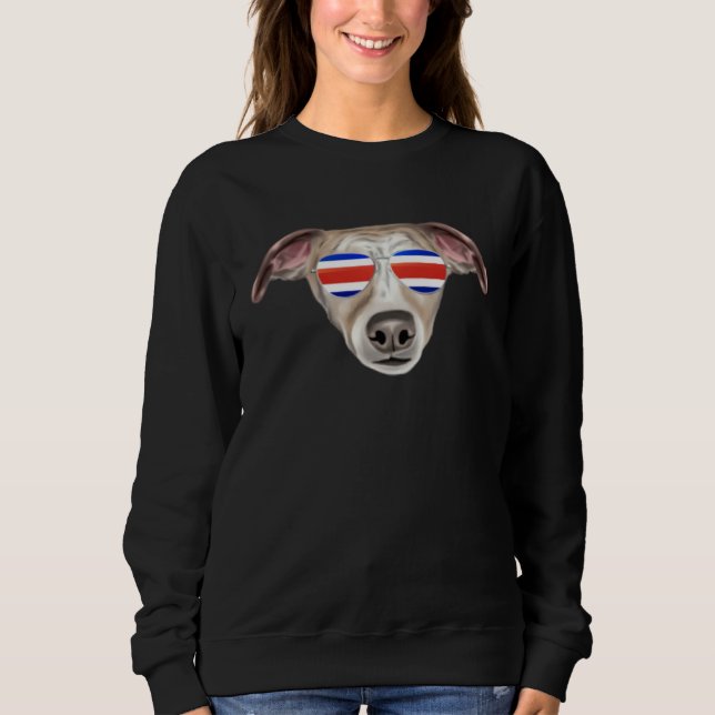 Costa Rica Flag Whippet Dog Tico Pocket T Shirt (Framsida)