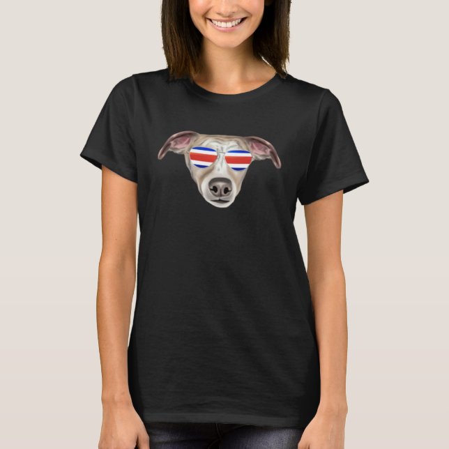 Costa Rica Flag Whippet Dog Tico Pocket T Shirt (Framsida)