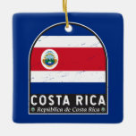 Costa Rica Flagga Emblem Distress Vintage Julgransprydnad Keramik<br><div class="desc">Komorerna hade en nödlidande emblem med flagga och jacka av arm.</div>