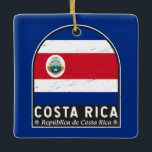 Costa Rica Flagga Emblem Distress Vintage Julgransprydnad Keramik<br><div class="desc">Komorerna hade en nödlidande emblem med flagga och jacka av arm.</div>