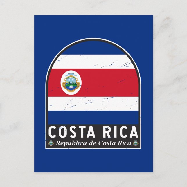 Costa Rica Flagga Emblem Distress Vintage Vykort (Framsida)