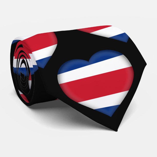 Costa Rica Flagga Heart Mönster Neck Tie Slips (Rullad)