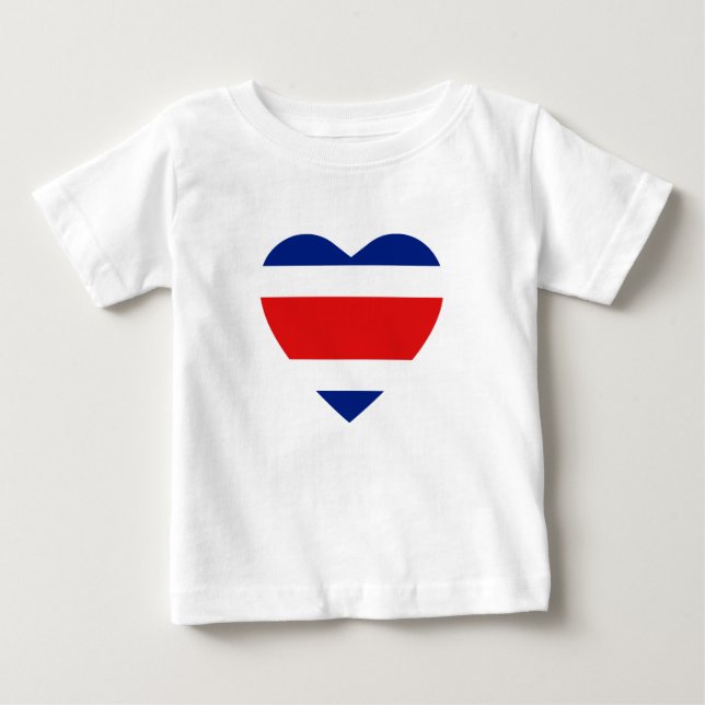 Costa Rica Flagga Heart T-Shirt (Framsida)