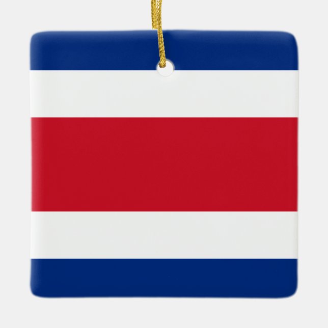 Costa Rica Flagga Julgransprydnad Keramik (Framsida)