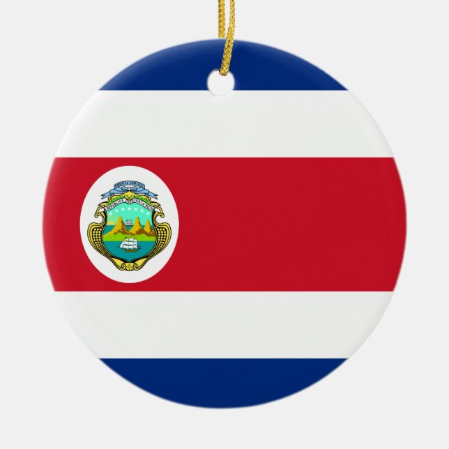 Costa Rica Flagga Julgransprydnad Keramik (Framsidan)